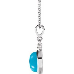 14K White 6 mm Natural Turquoise & .03 CT Natural Diamond Cabochon 16-18" Necklace Ethereal Legacy Boutiques