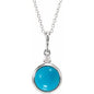 14K White 6 mm Natural Turquoise & .03 CT Natural Diamond Cabochon 16-18" Necklace Ethereal Legacy Boutiques