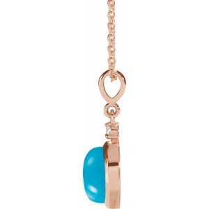 14K Rose 6 mm Natural Turquoise & .03 CT Natural Diamond Cabochon 16-18" Necklace Ethereal Legacy Boutiques
