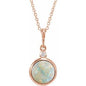 14K Rose 6 mm Natural White Opal & .03 CT Natural Diamond Cabochon 16-18" Necklace Ethereal Legacy Boutiques