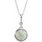 Sterling Silver 6 mm Natural White Opal & .03 CT Natural Diamond Cabochon 16-18" Necklace Ethereal Legacy Boutiques