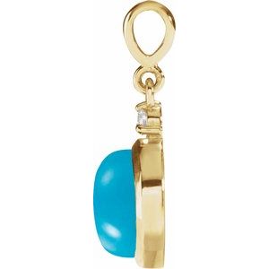 14K Yellow 6 mm Natural Turquoise & .03 CT Natural Diamond Pendant Ethereal Legacy Boutiques