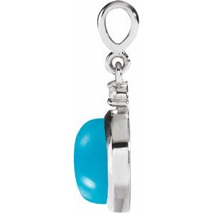 14K White 6 mm Natural Turquoise & .03 CT Natural Diamond Pendant Ethereal Legacy Boutiques