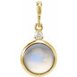 14K Yellow 6 mm Natural Rainbow Moonstone & .03 CT Natural Diamond Pendant Ethereal Legacy Boutiques