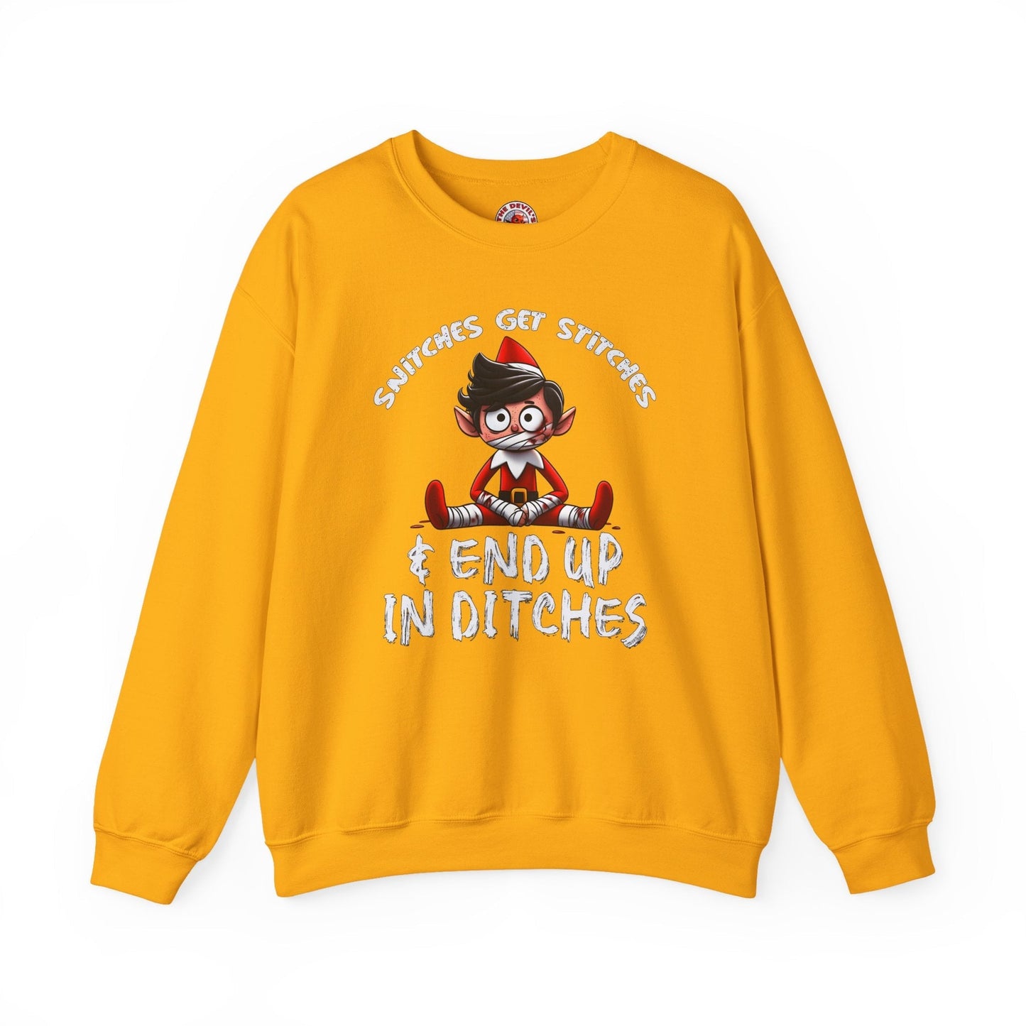 Snitches Get Stitches Crewneck Sweatshirt The Devil's Pickle