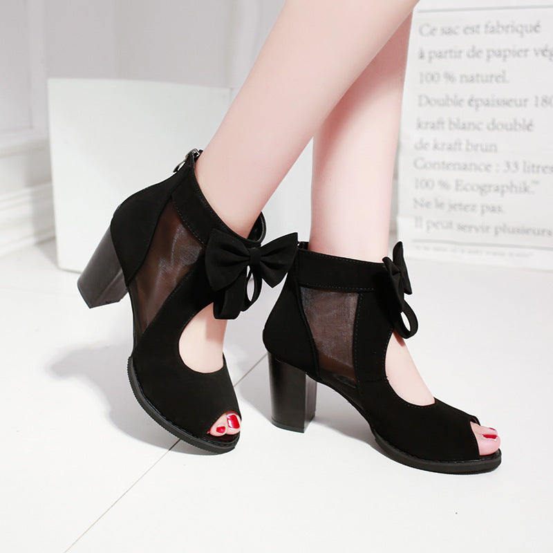 Bow women's sandals mesh high heels See size chart under “more details” The Fashion Celestial