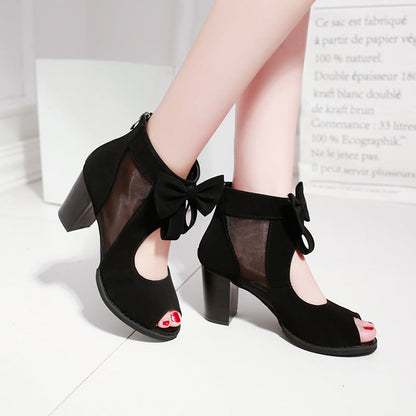 Bow women's sandals mesh high heels See size chart under “more details” The Fashion Celestial