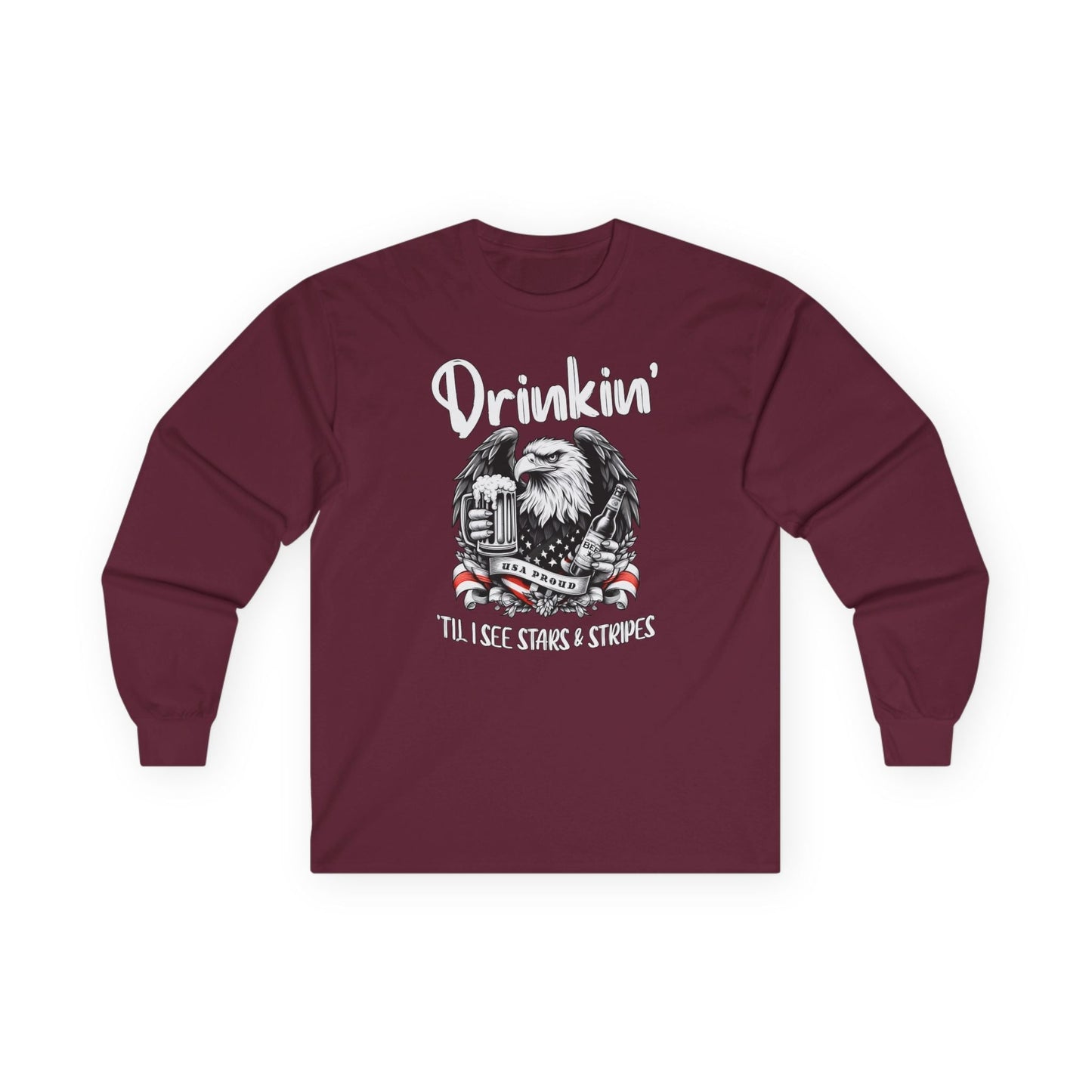 Drinkin' Til I See Stars & Stripes Long Sleeve Tee The Devil's Pickle