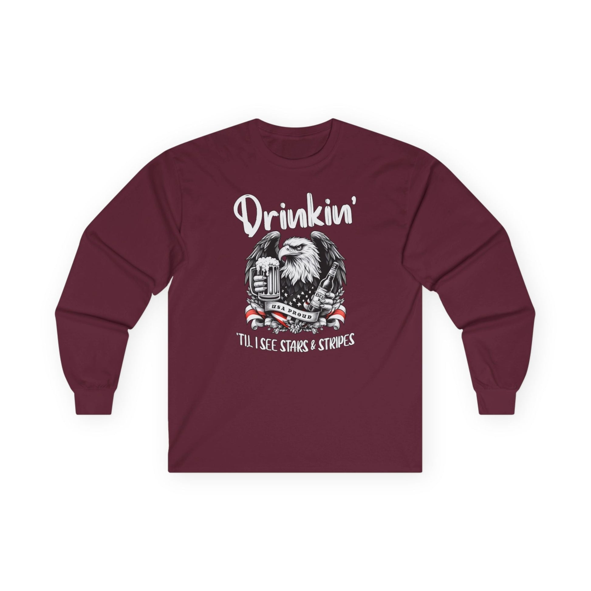 Drinkin' Til I See Stars & Stripes Long Sleeve Tee The Devil's Pickle