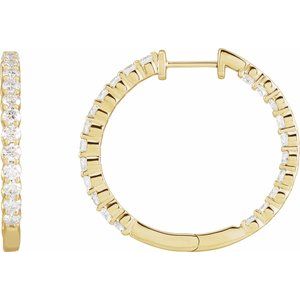 14K Yellow 3 CTW Lab-Grown Diamond Inside-Outside Hinged 30 mm Hoop Earrings Ethereal Legacy Boutiques
