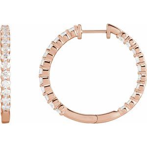 14K Rose 3 CTW Natural Diamond Inside-Outside Hinged 30 mm Hoop Earrings Ethereal Legacy Boutiques