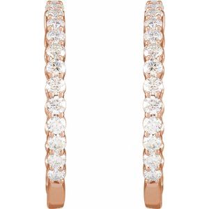 14K Rose 3 CTW Natural Diamond Inside-Outside Hinged 30 mm Hoop Earrings Ethereal Legacy Boutiques