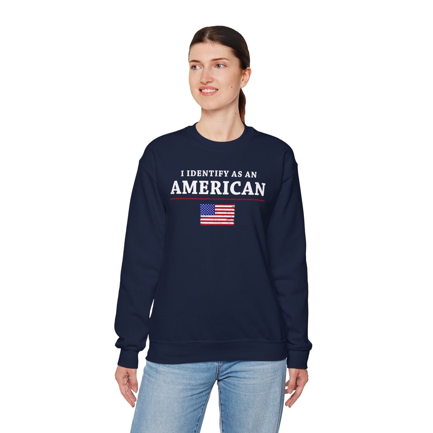 I Identify As An American Crewneck Sweatshirt The Devil's Pickle