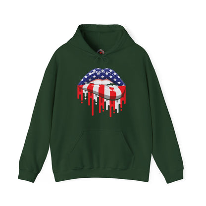 American Flag Lips Hooded Sweatshirt The Devil's Pickle