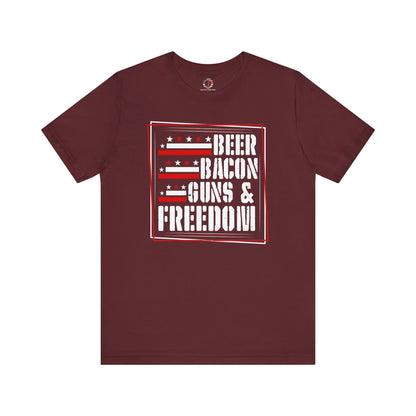 Beer Bacon Guns and Freedom T-Shirt The Devil's Pickle