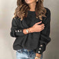 Long Sleeve Round Neck Button Knit T-shirt See size chart under “more details” The Fashion Celestial