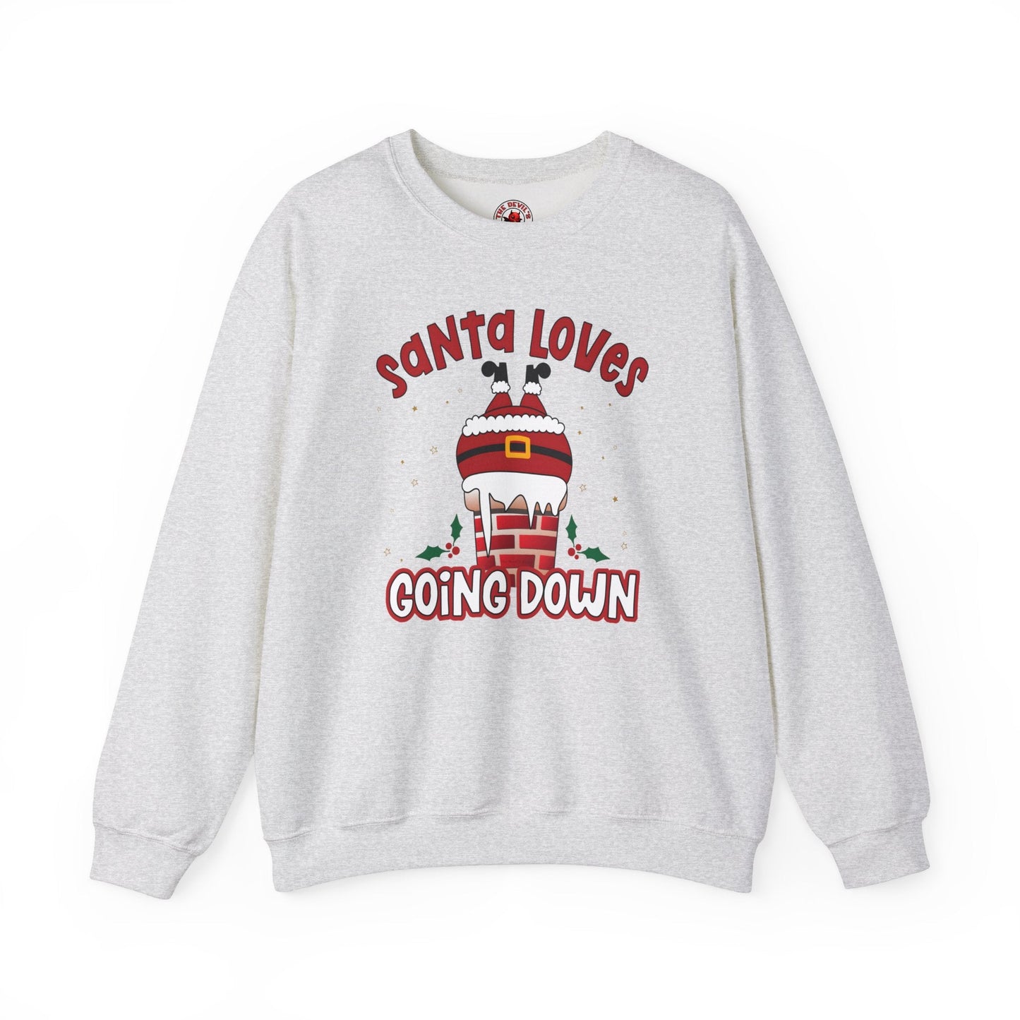 Santa Loves Going Down Crewneck Sweatshirt The Devil's Pickle