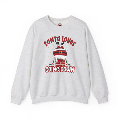 Santa Loves Going Down Crewneck Sweatshirt The Devil's Pickle