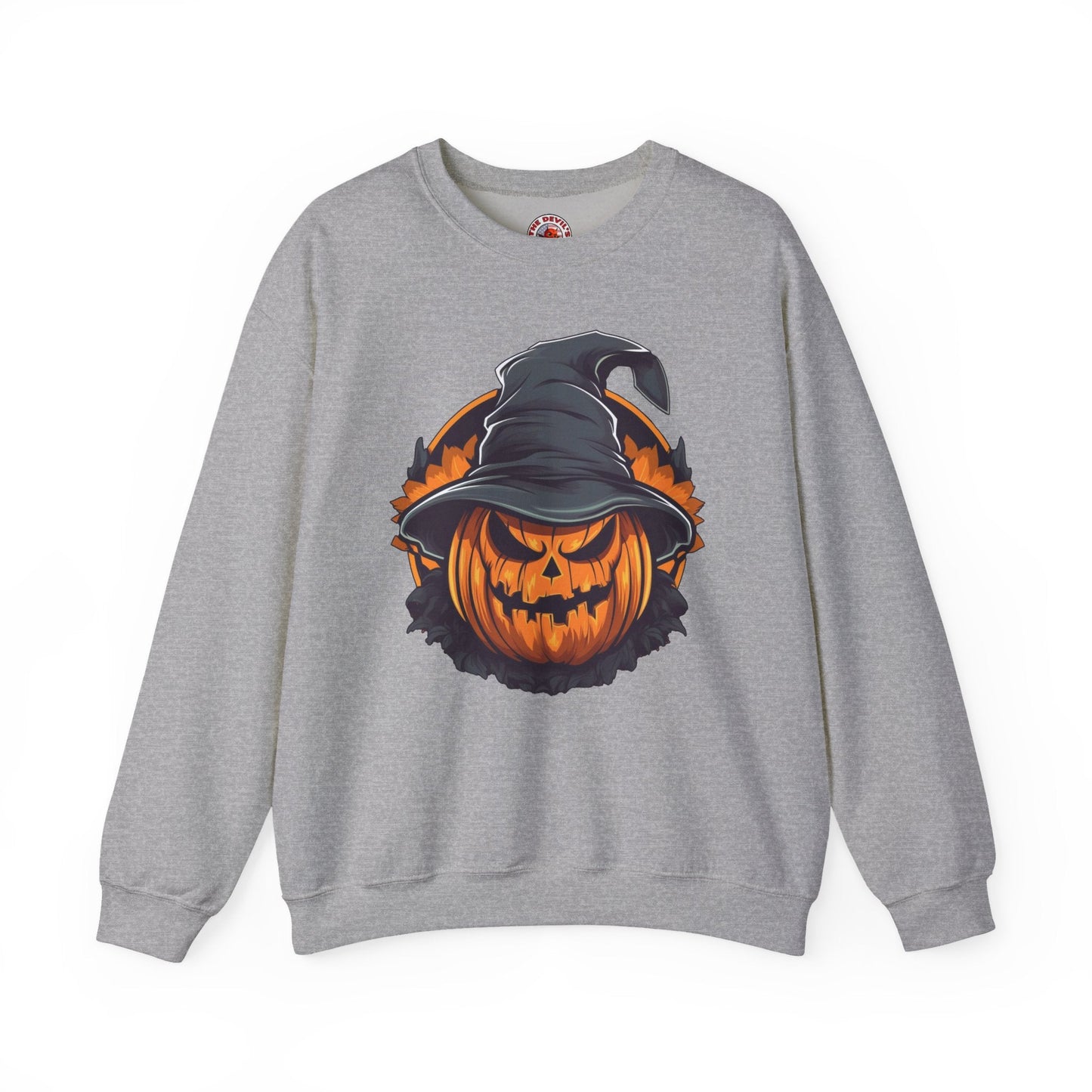 Scary Witch Pumpkin Halloween Crewneck Sweatshirt The Devil's Pickle