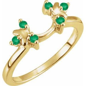 14K Yellow Natural Emerald Wrap-Style Ring Enhancer Ethereal Legacy Boutiques