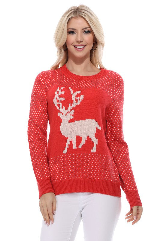 Deer Jacquard Christmas Pullover Sweater Shop Style & More | Fresh Looks, Everyday Deals & Free Shipping