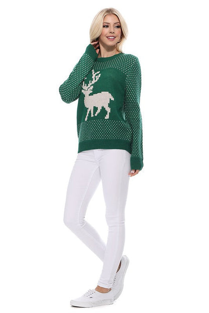 Deer Jacquard Christmas Pullover Sweater Shop Style & More | Fresh Looks, Everyday Deals & Free Shipping