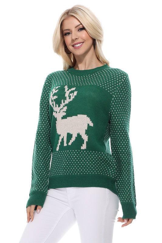Deer Jacquard Christmas Pullover Sweater Shop Style & More | Fresh Looks, Everyday Deals & Free Shipping