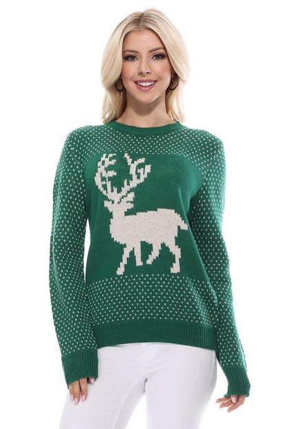 Deer Jacquard Christmas Pullover Sweater Shop Style & More | Fresh Looks, Everyday Deals & Free Shipping