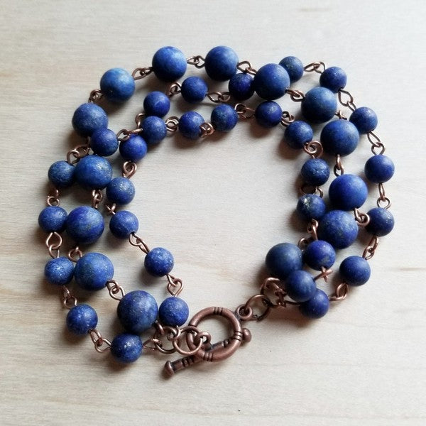 Frosted Blue Lapis Triple Strand Bracelet Shop Style & More | Fresh Looks, Everyday Deals & Free Shipping