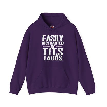 Easily Distracted By Tits and Tacos Hooded Sweatshirt The Devil's Pickle