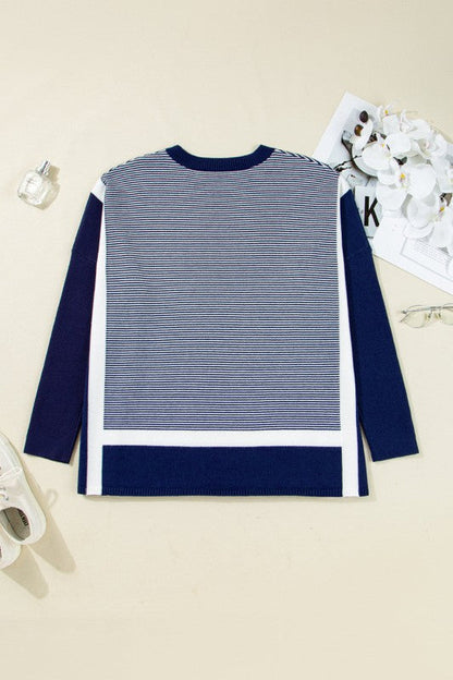 Stripe Colorblock Patchwork Dolman Sleeve Sweater Shop Style & More | Fresh Looks, Everyday Deals & Free Shipping