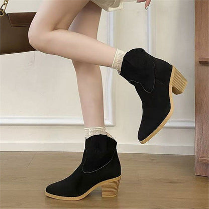 Women’s Retro Sock Cuff Booties – Stylish Ankle Boots with Stretch Cuff FitiqueFit