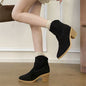 Women’s Retro Sock Cuff Booties – Stylish Ankle Boots with Stretch Cuff FitiqueFit