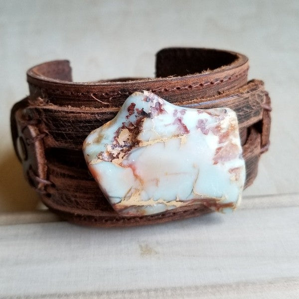 Aqua Terra Slab on Dusty Leather Cuff Bracelet Shop Style & More | Fresh Looks, Everyday Deals & Free Shipping