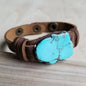 Blue Turquoise Slab on Narrow Leather Cuff Shop Style & More | Fresh Looks, Everyday Deals & Free Shipping