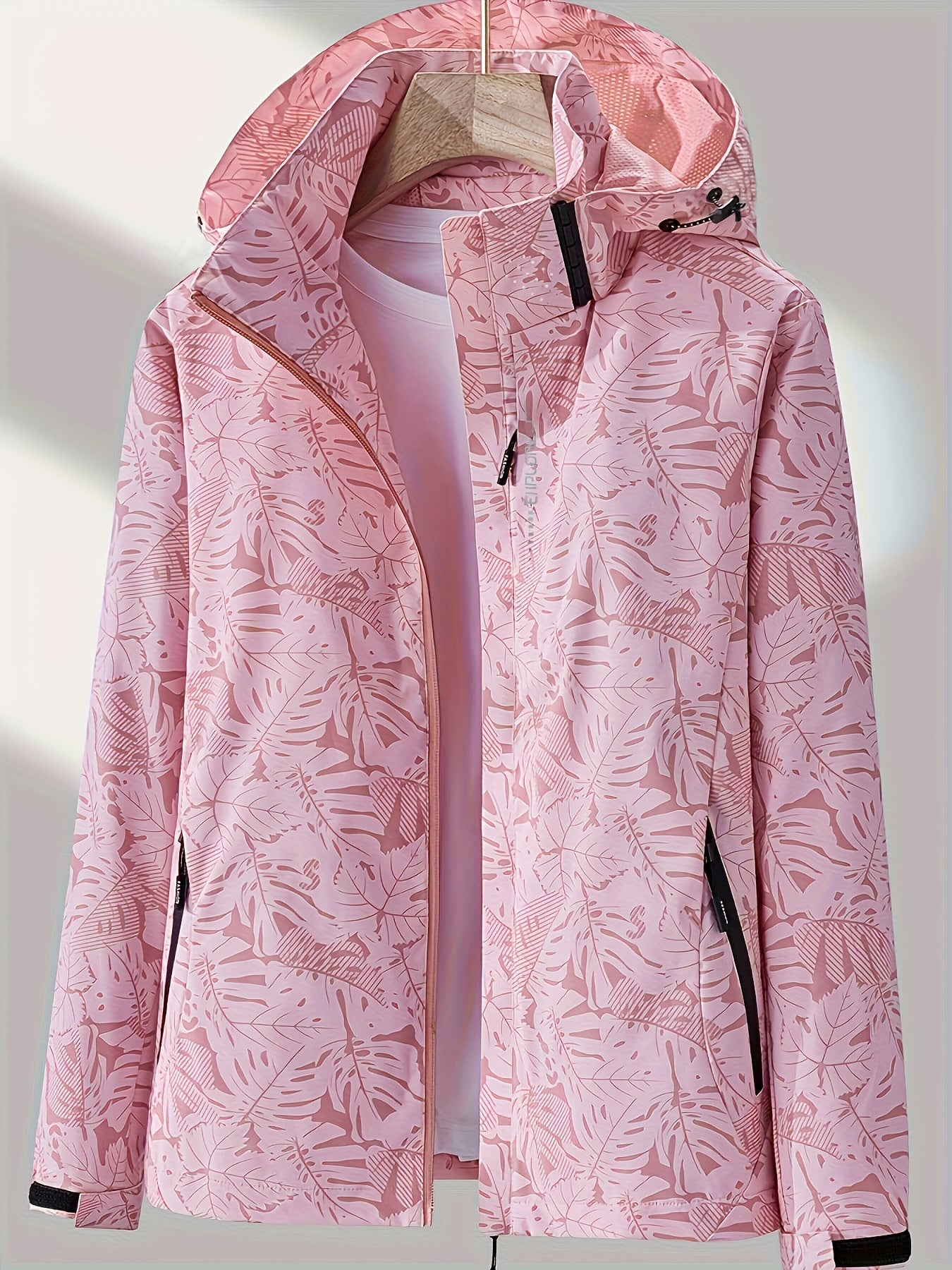 Women'S Outdoor Windbreaker Jacket | Casual Stand Collar, Non-Stretch Fabric, Random Print, Long Sleeve, Zipper Closure, Detachable Hood NovaCart