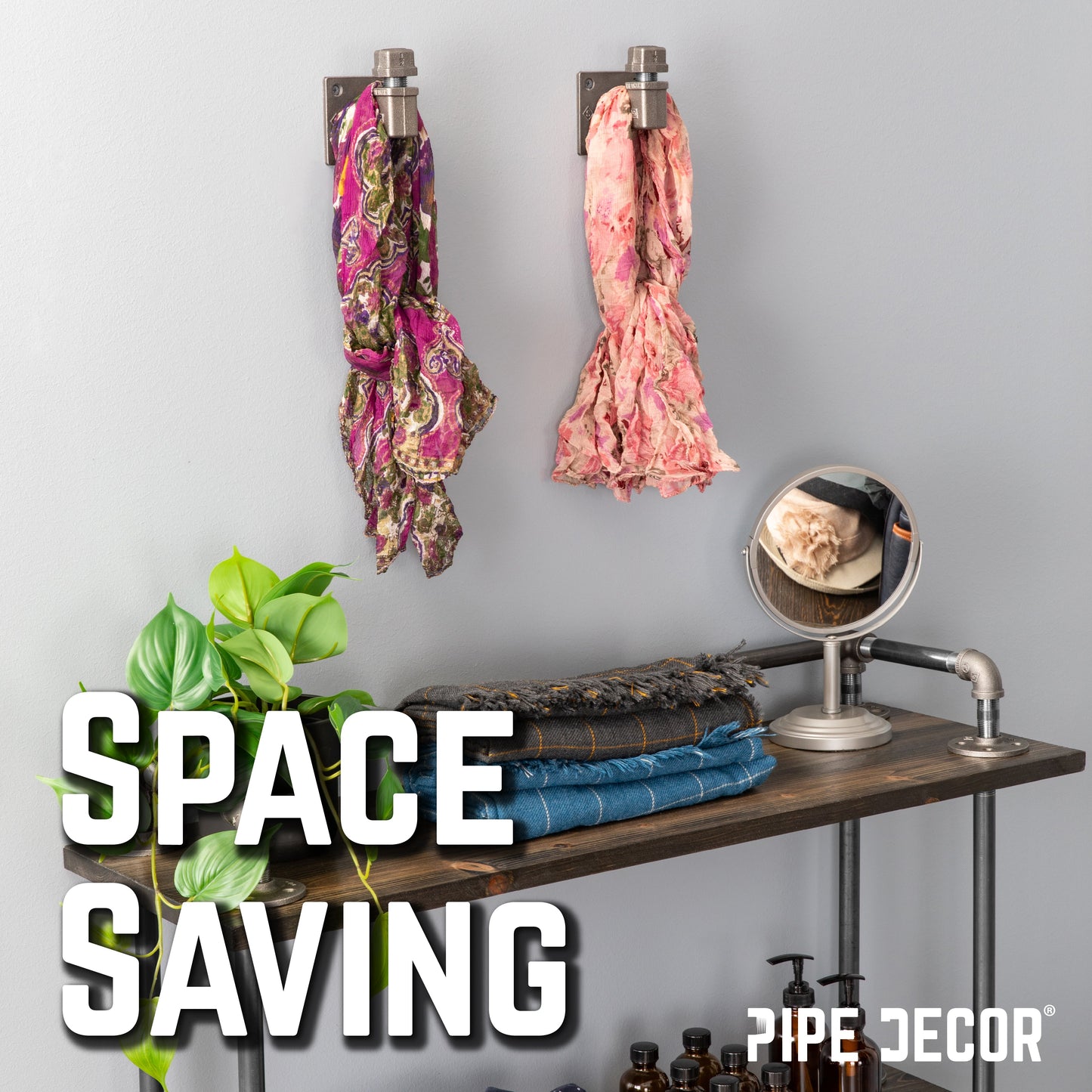90 Degree Square Elbow Wall Hook Kit (3 Pack) PIPE DECOR