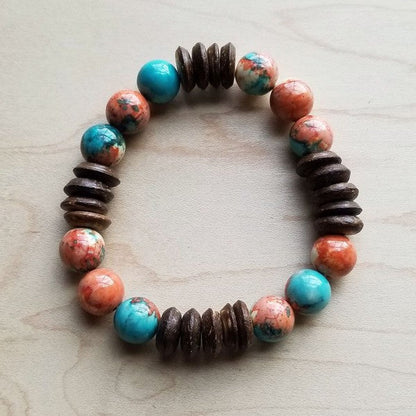 Multi-Colored Turquoise and Wood Stretch Bracelet Shop Style & More | Fresh Looks, Everyday Deals & Free Shipping