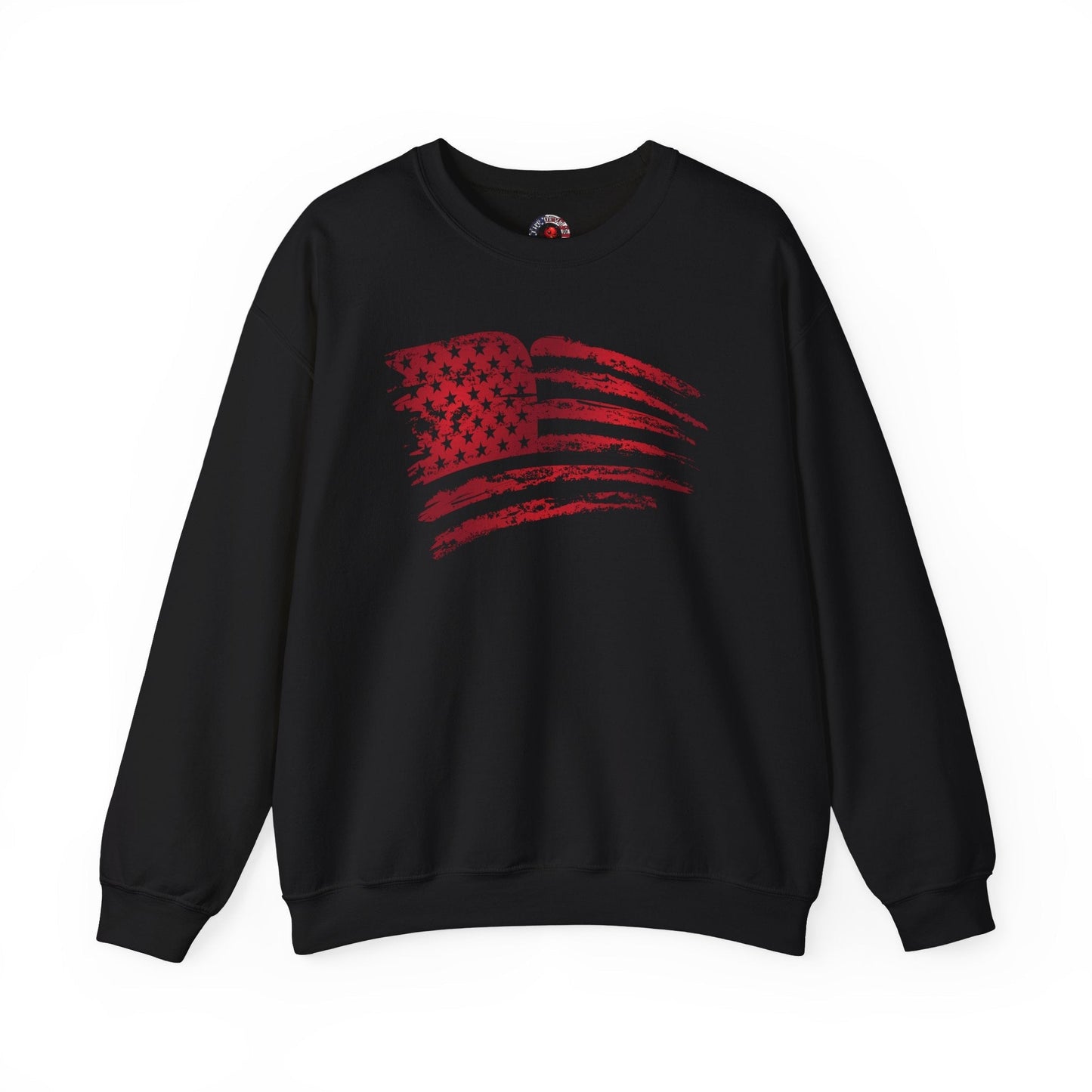 Red American Flag Crewneck Sweatshirt The Devil's Pickle