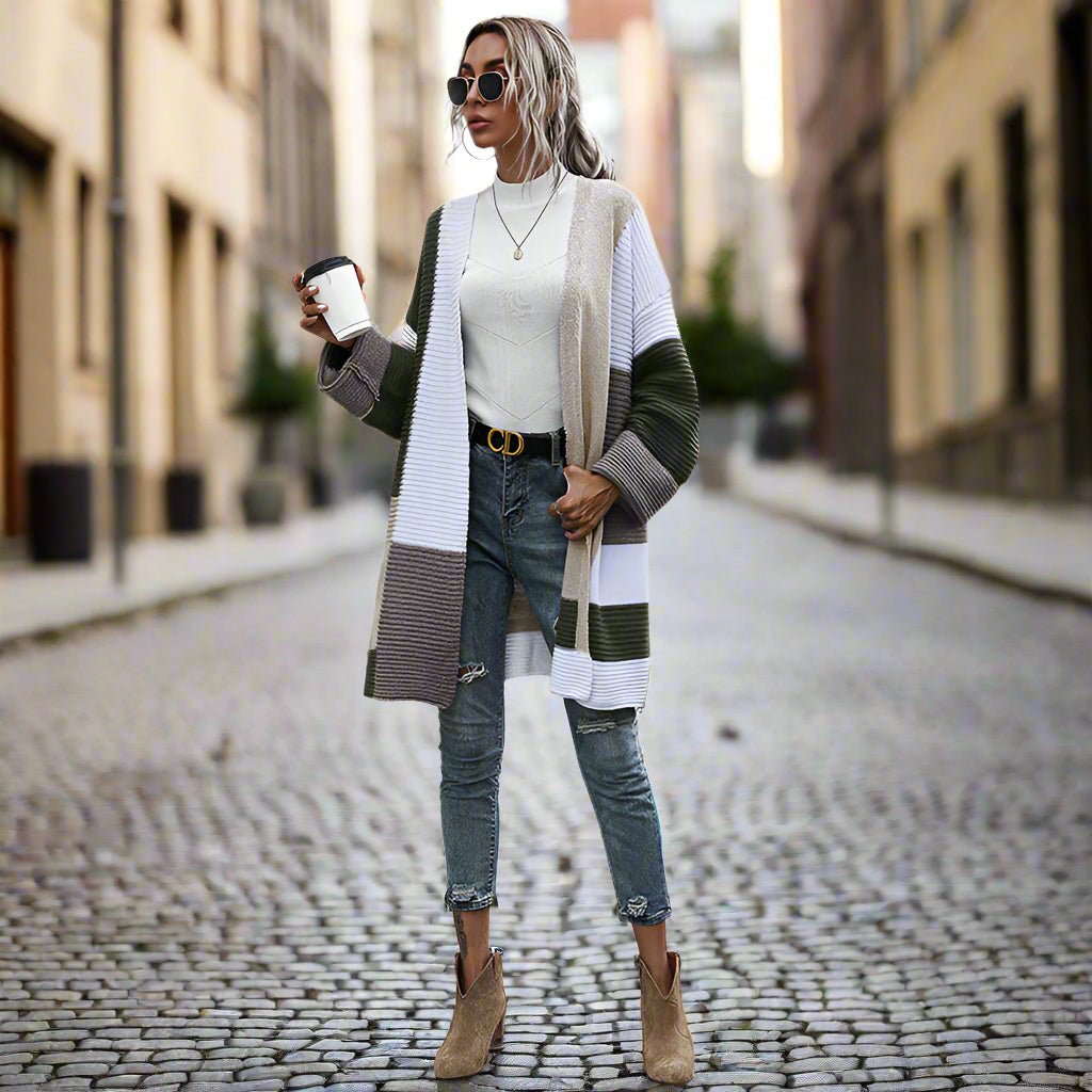 Women’s Color Matching Knit Cardigan FitiqueFit