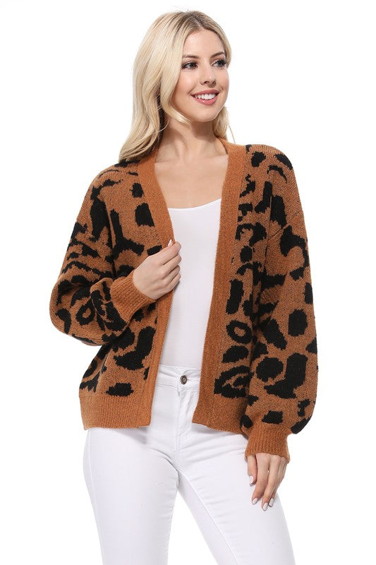 Leopard Jacquard Open Front Shrug Cardigan Shop Style & More | Fresh Looks, Everyday Deals & Free Shipping