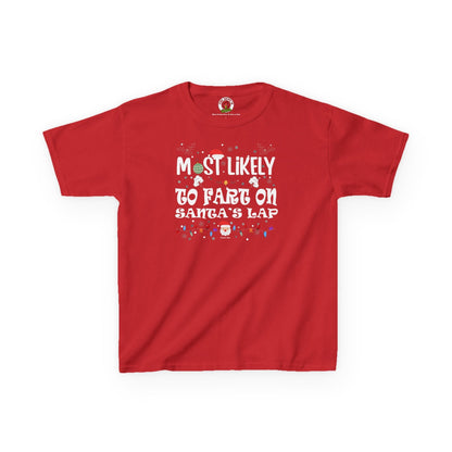 Most Likely To Fart On Santa's Lap Kids Tee The Devil's Pickle