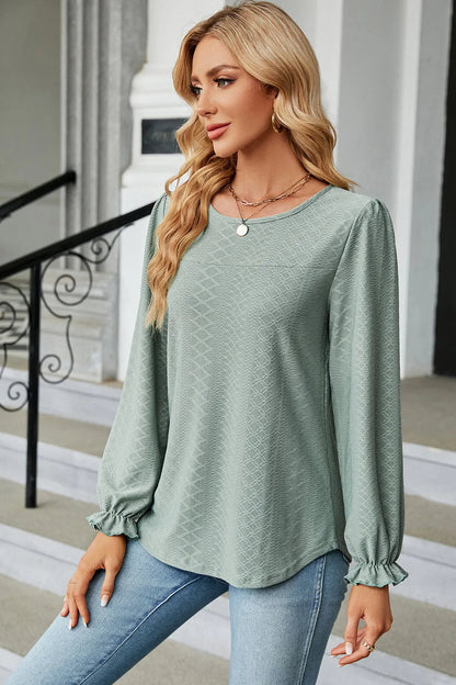 🌸 Round Neck Flounce Sleeve T-Shirt FitiqueFit