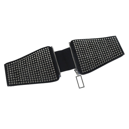 Wide Elastic Studded Belt Female Waist Gothic Plus Size Stretch Girdle Ladies Long Belts For Women Corset Waistband NovaCart