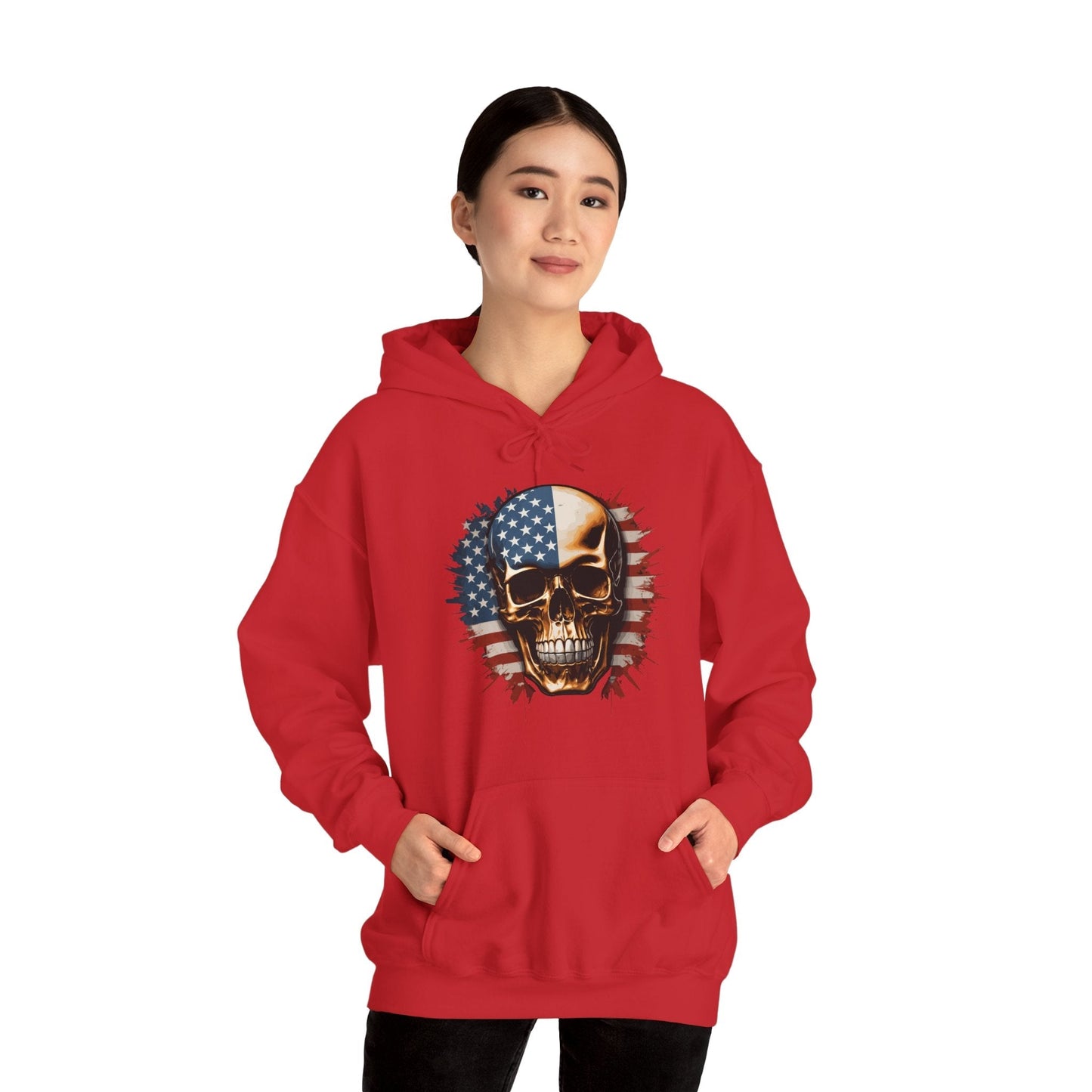 American Flag Skull Hooded Sweatshirt The Devil's Pickle