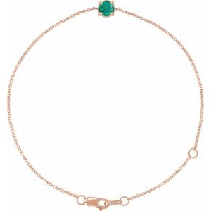 14K Rose Lab-Grown Emerald  6 1/2-7-1/2" Bracelet Ethereal Legacy Boutiques