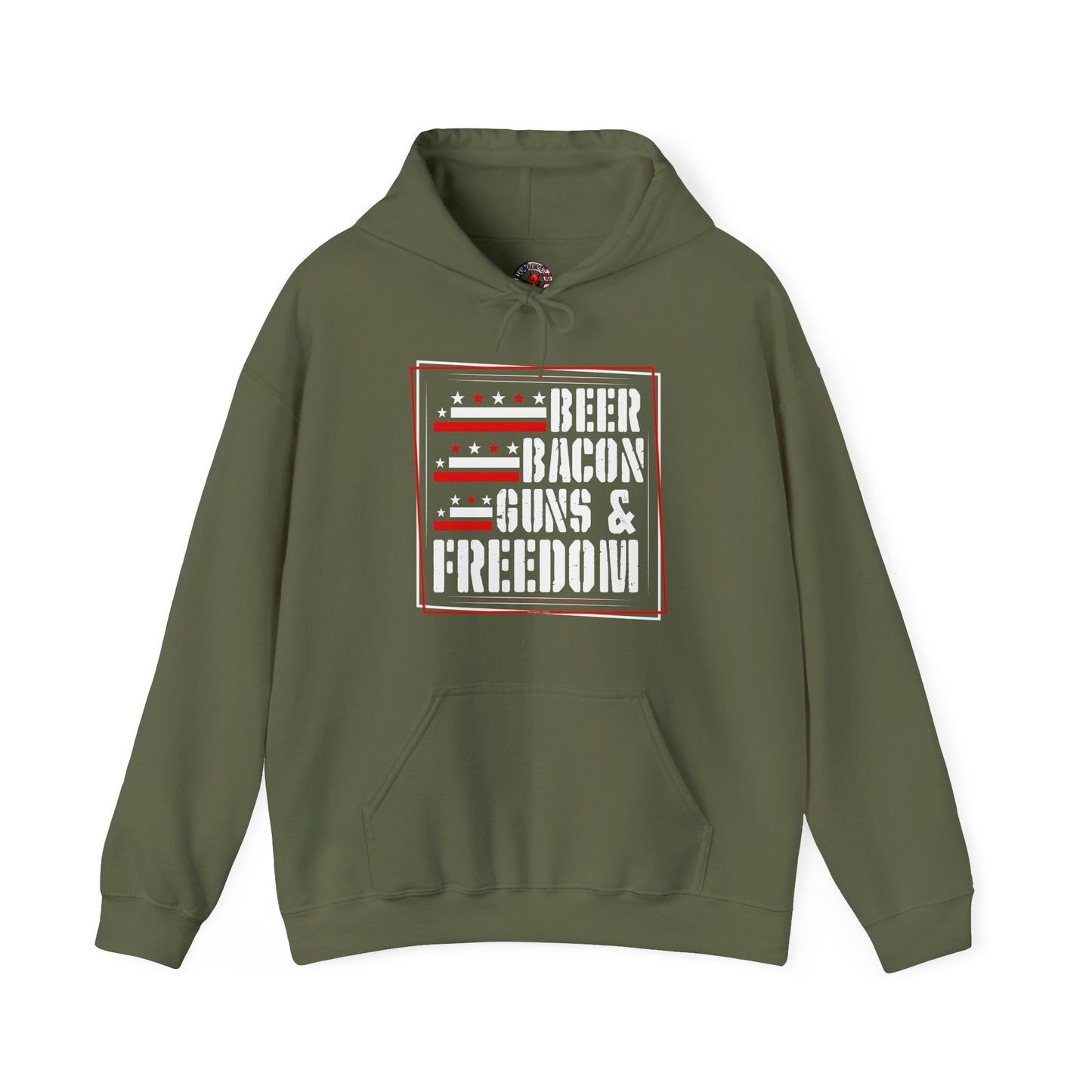 Beer Bacon Guns and Freedom Hooded Sweatshirt The Devil's Pickle