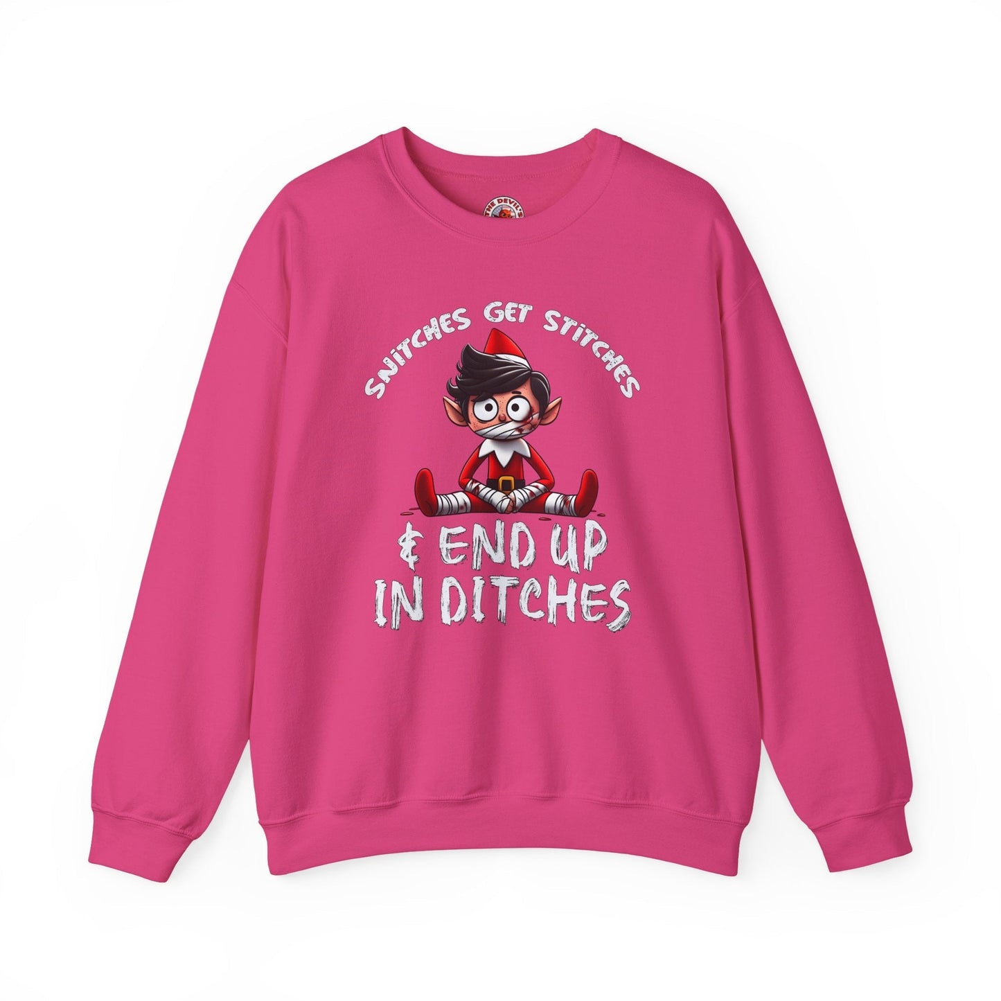 Snitches Get Stitches Crewneck Sweatshirt The Devil's Pickle