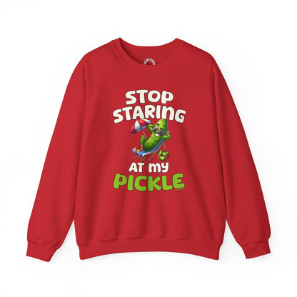 Stop Staring At My Pickle Crewneck Sweatshirt The Devil's Pickle
