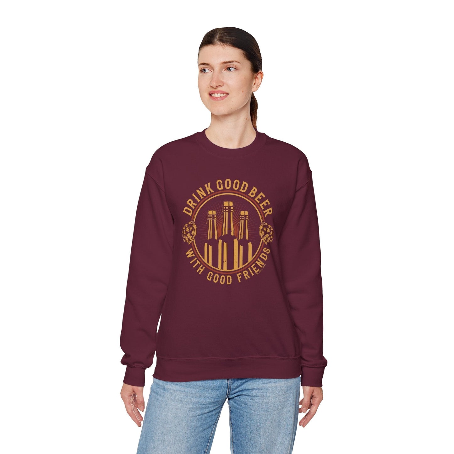 Drink Good Beer With Good Friends Crewneck Sweatshirt The Devil's Pickle